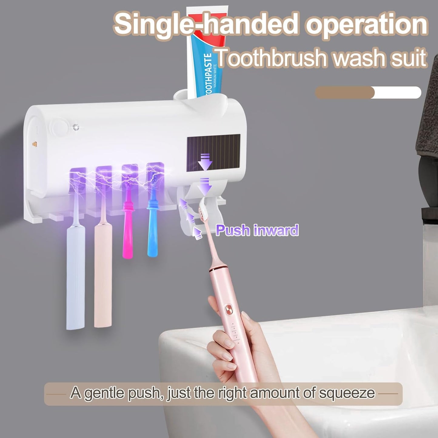 PORTA CEPILLO DISPENSADOR DE CREMA DENTAL CON ESTERILIZADOR  UV