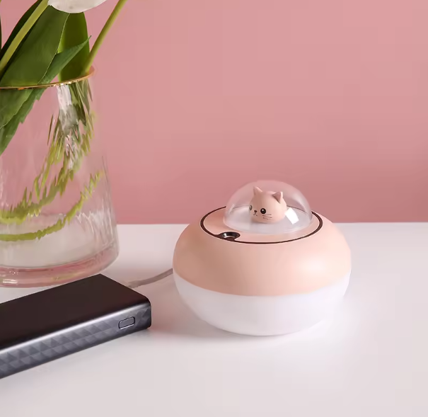 DIFUSOR HUMIDIFICADOR GATO NAVE LUCES