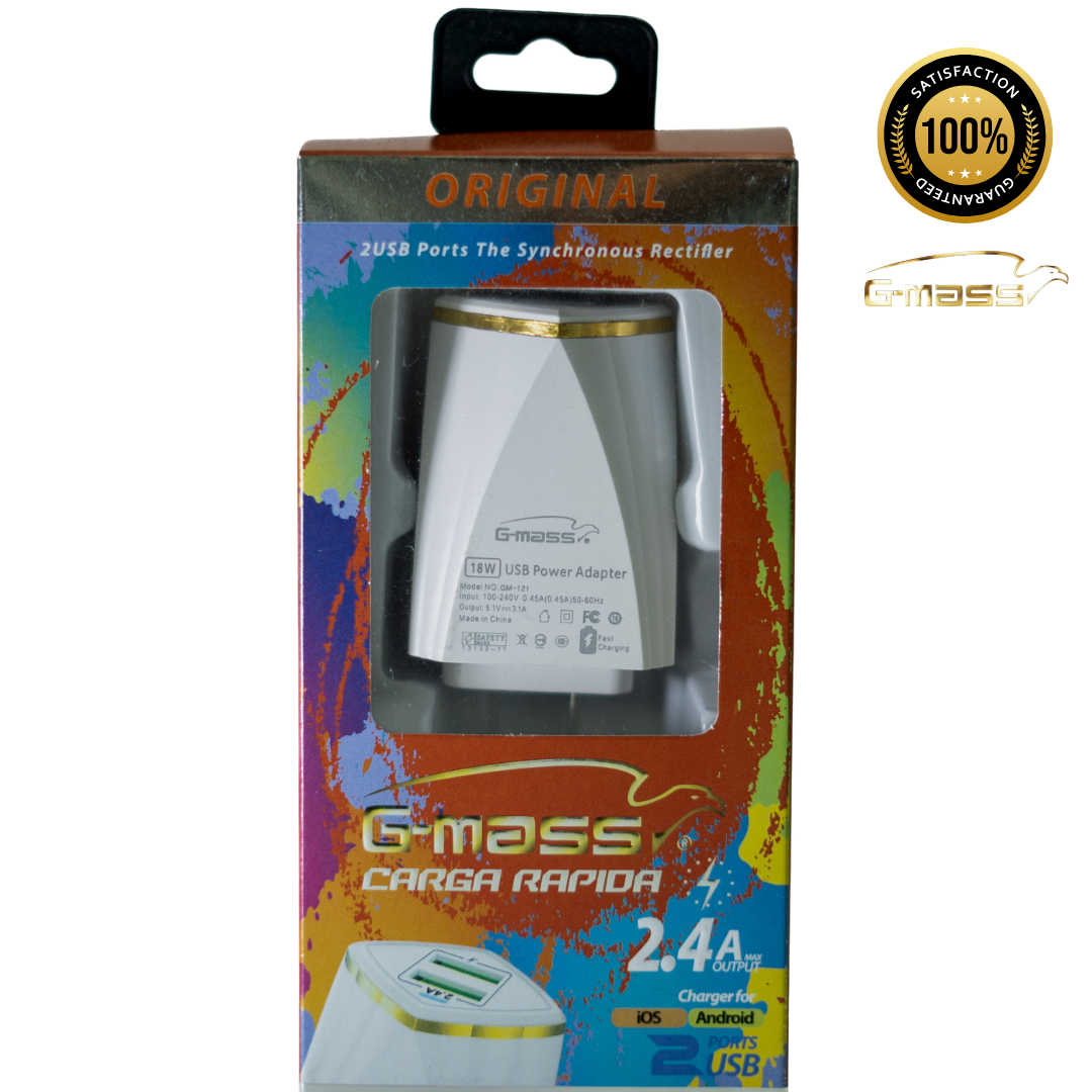 CARGADOR G-MASS TIPO V8 2.4 AMP 18 WATTS DOBLE PUERTO