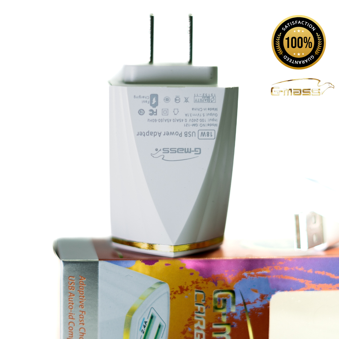 CARGADOR G-MASS TIPO V8 2.4 AMP 18 WATTS DOBLE PUERTO