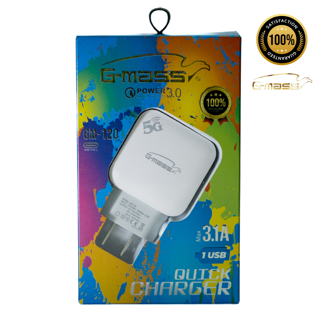 CARGADOR G-MASS TIPO C 3.1 AMP QUICK CHARGUER 3.0