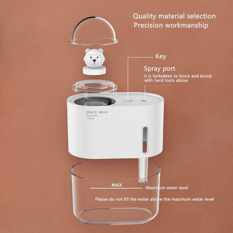 HUMIDIFICADOR SPACE BEAR CON LÁMPARA NOCTURNA LED MINI ULTRASÓNICO